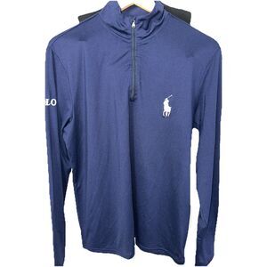 Polo Golf Ralph Lauren 1/4 Zip Pullover Size M Blue Stretch Large Pony Logo